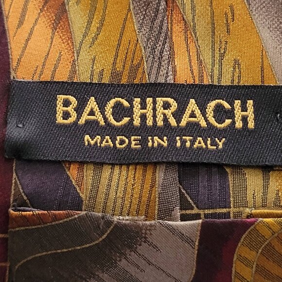 Silk Bacharach Neck Tie Wavy Stripes Earthy Fall Colors Autumnal Made in Italy - Picture 3 of 7